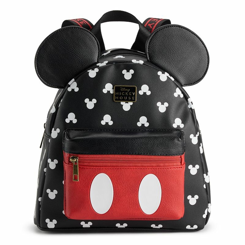 Disney Mickey Mouse Kids Backpack - Black and Red with Ears